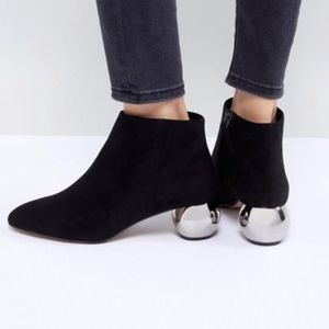 Mango Suede Mirrored Ball Heel Booties
